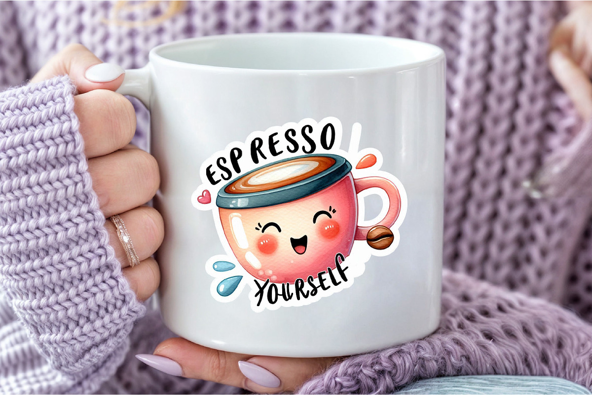 Funny, Espresso Your Self Sticker, an Illustration by DreamCafeArt (Photo 5 of 7)