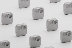 Action camera pattern background in minimalist 3D composition, a Technology Photo by RF Images