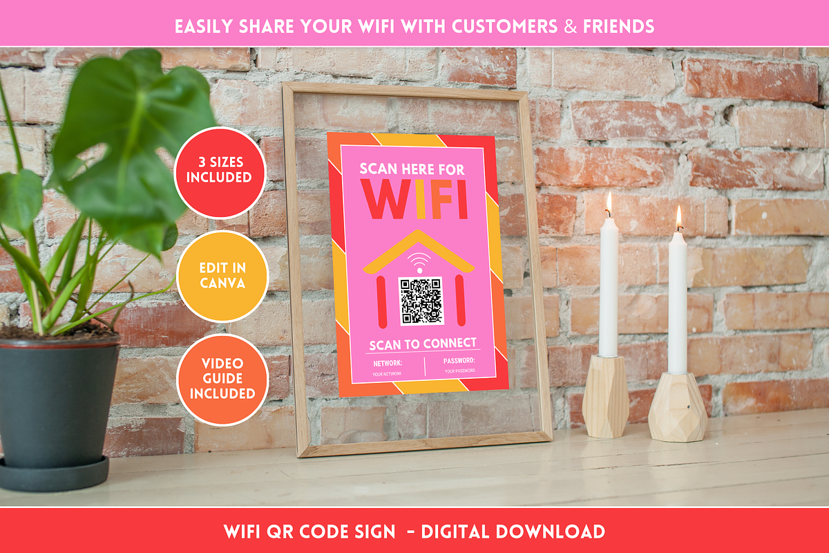 WiFi QR Code Sign - Colorful, a Card Template by SunshineStudioBoutique (Photo 10 of 10)