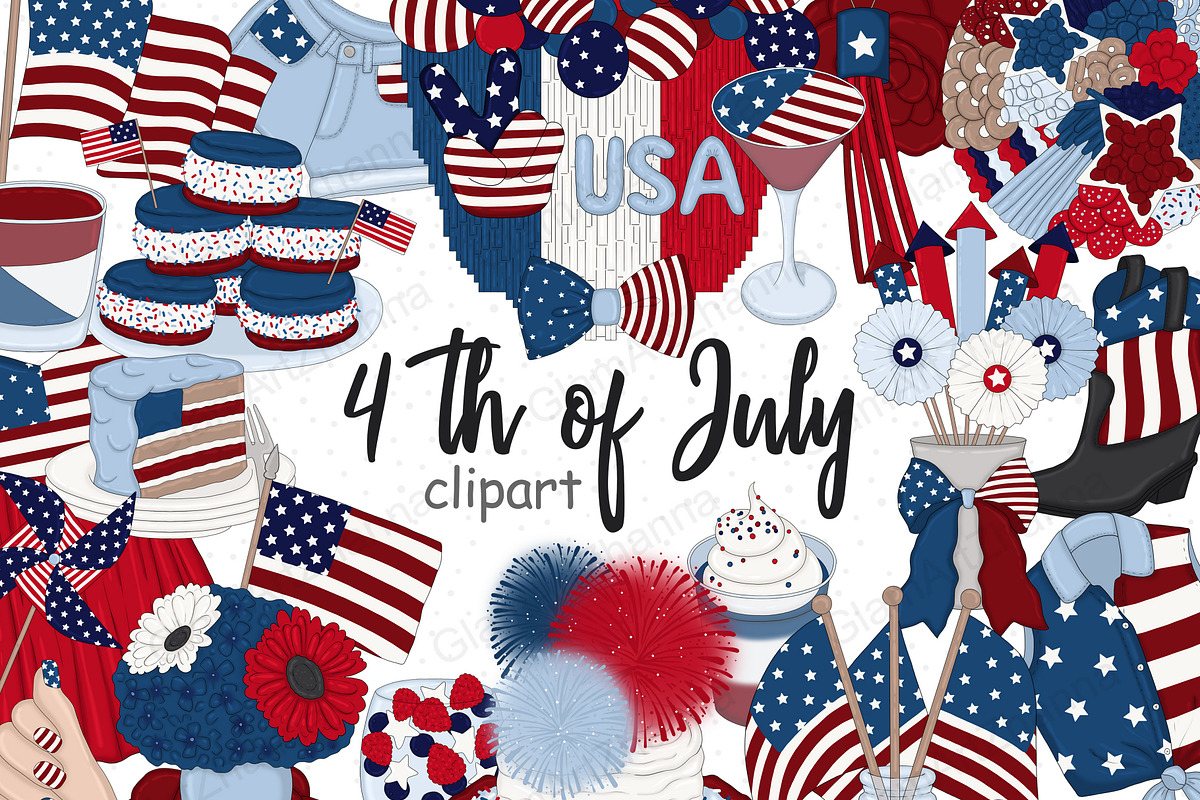 4th of July Dark Clipart, a Decorative Illustration by GlamArtZhanna (Photo 1 of 4)