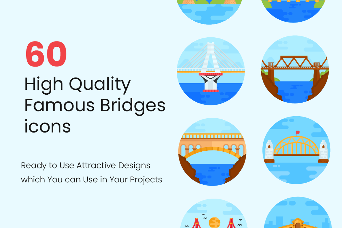 Flat Bridge Icons, a Duotone Icon by Brickclay (Photo 2 of 8)
