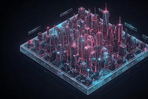 Floating city model, an Illustration by wavebreak