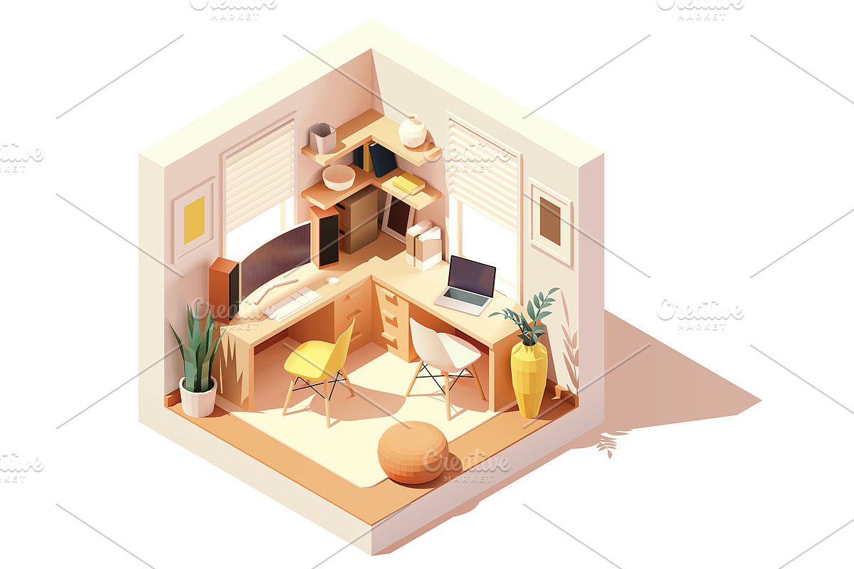 Vector isometric rooms, a Decorative Illustration by tele52 (Photo 15 of 23)