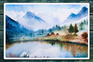 Winter Landscapes Set 2. Watercolor.