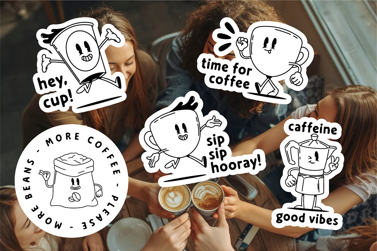40 Hand-drawn Cute Coffee, a Food Illustration by Jiwstudio (Photo 4 of 12)