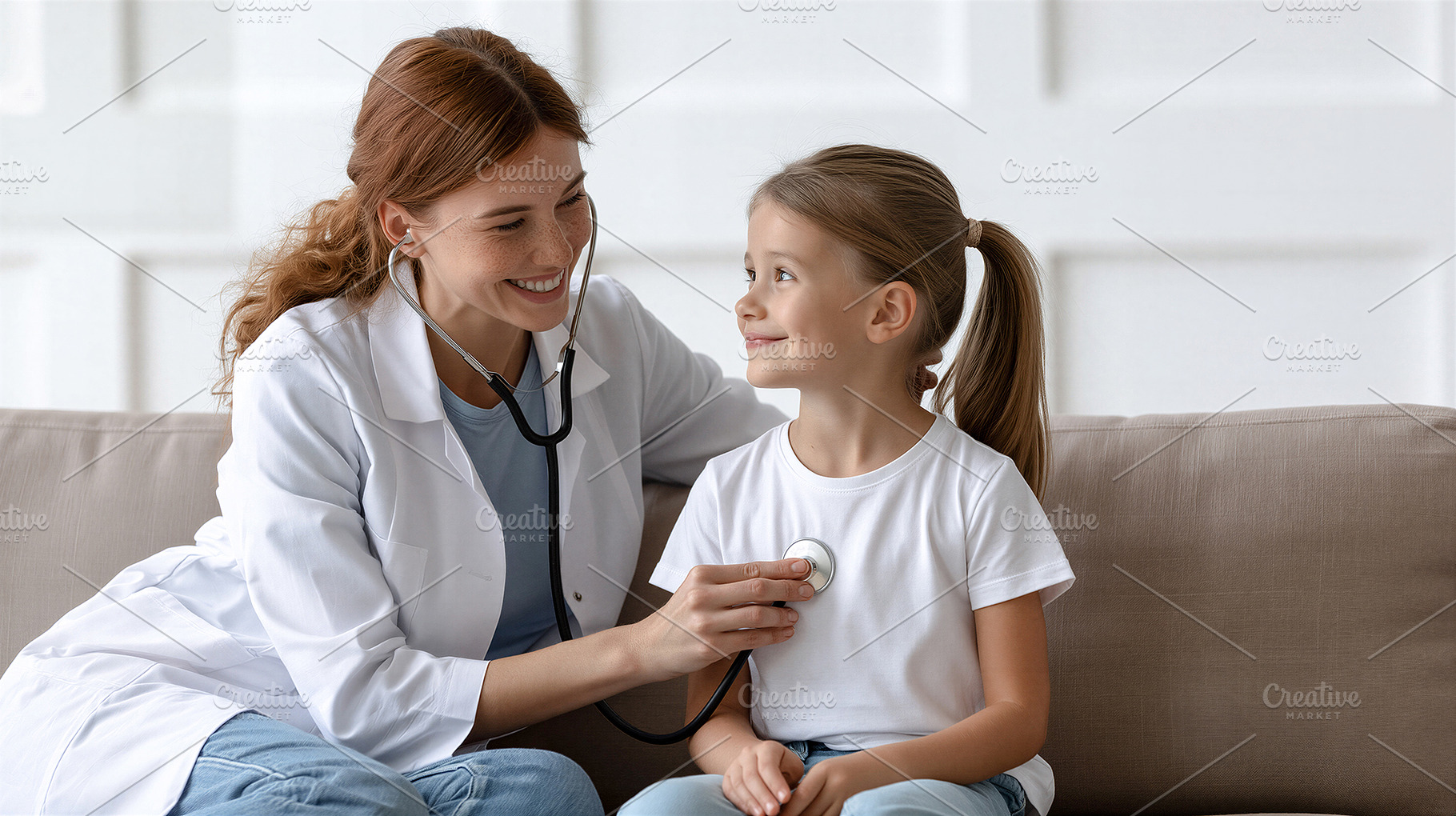 Doctor examining young girl, a Health & Medical Photo by 7DesignLab