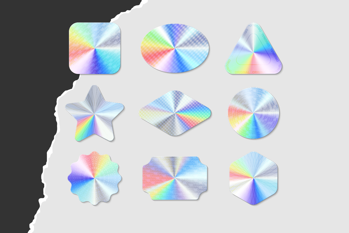 9 Vector Holographic Stickers, an Object Graphic by MaximGertsen (Photo 3 of 6)