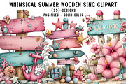 Whimsical Summer Wooden Sing Clipart, an Illustration by CreationArt (Thumbnail 1 of 7)