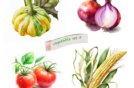 Vegetables Watercolour Set 8, a Food & Drink Photo by ariadna de raadt