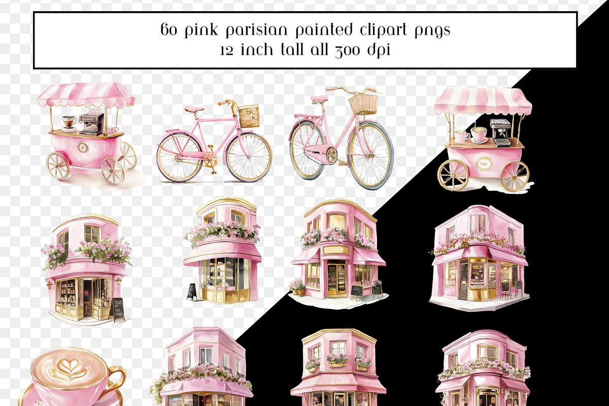 60 Pink Parisian Coffee Shop Clipart, a Graphic by AllTheKewtClipart (Photo 5 of 6)