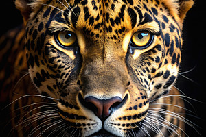 Intense gaze of a wild leopard captured in close up, an Animal Photo by GoodGoods