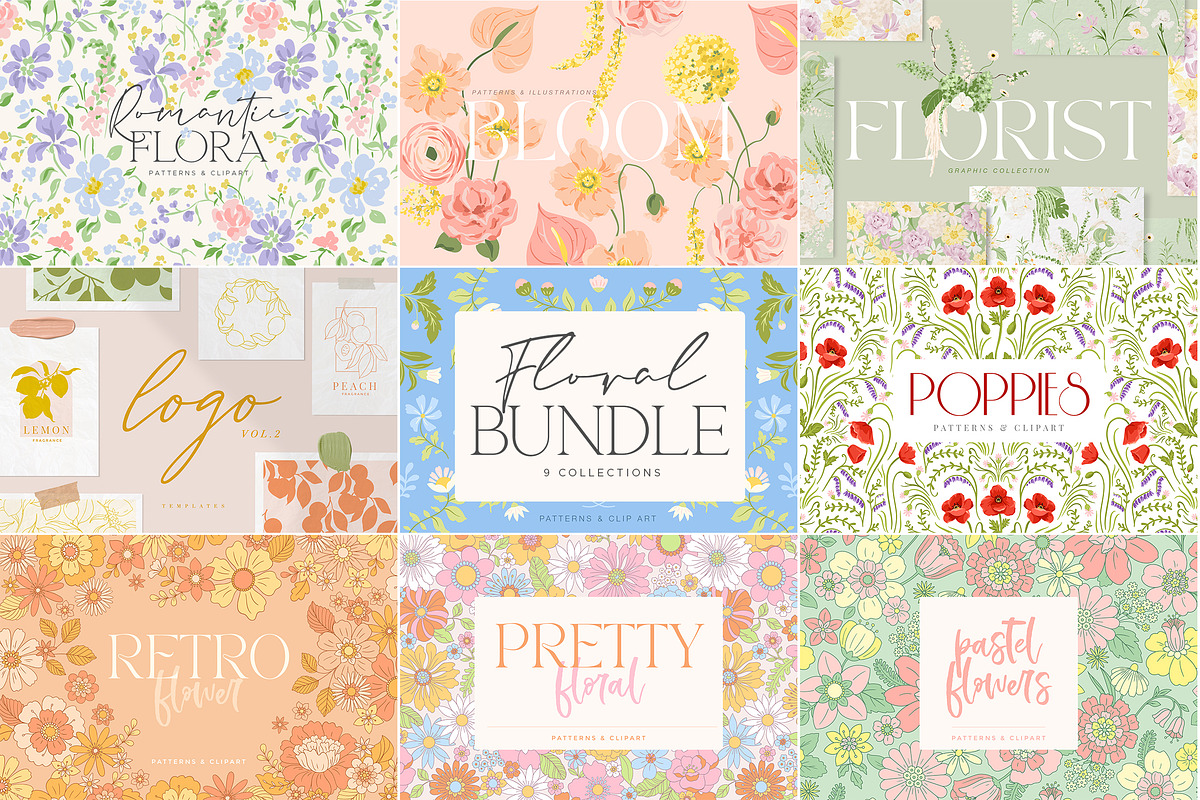Floral BUNDLE - 9 collections, a Decorative Illustration by Inna Moreva (Photo 1 of 10)