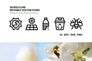 50 Climate And Sustainability Icons, an Outline Icon by Side Project