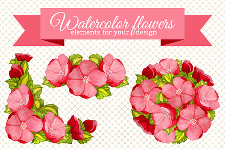 Watercolor floral composition