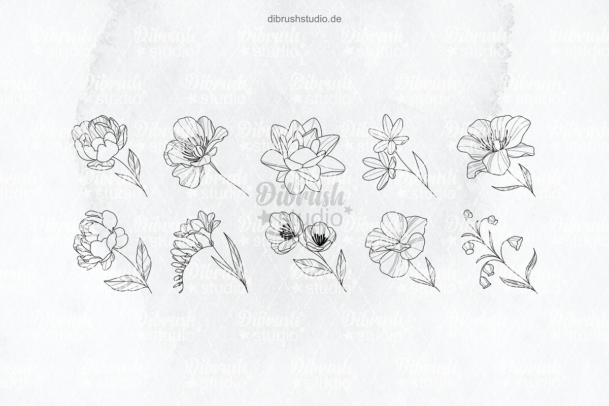 Procreate - Elegant Tattoo Flowers, a Brush Add-On by DiBrush Studio (Photo 5 of 7)
