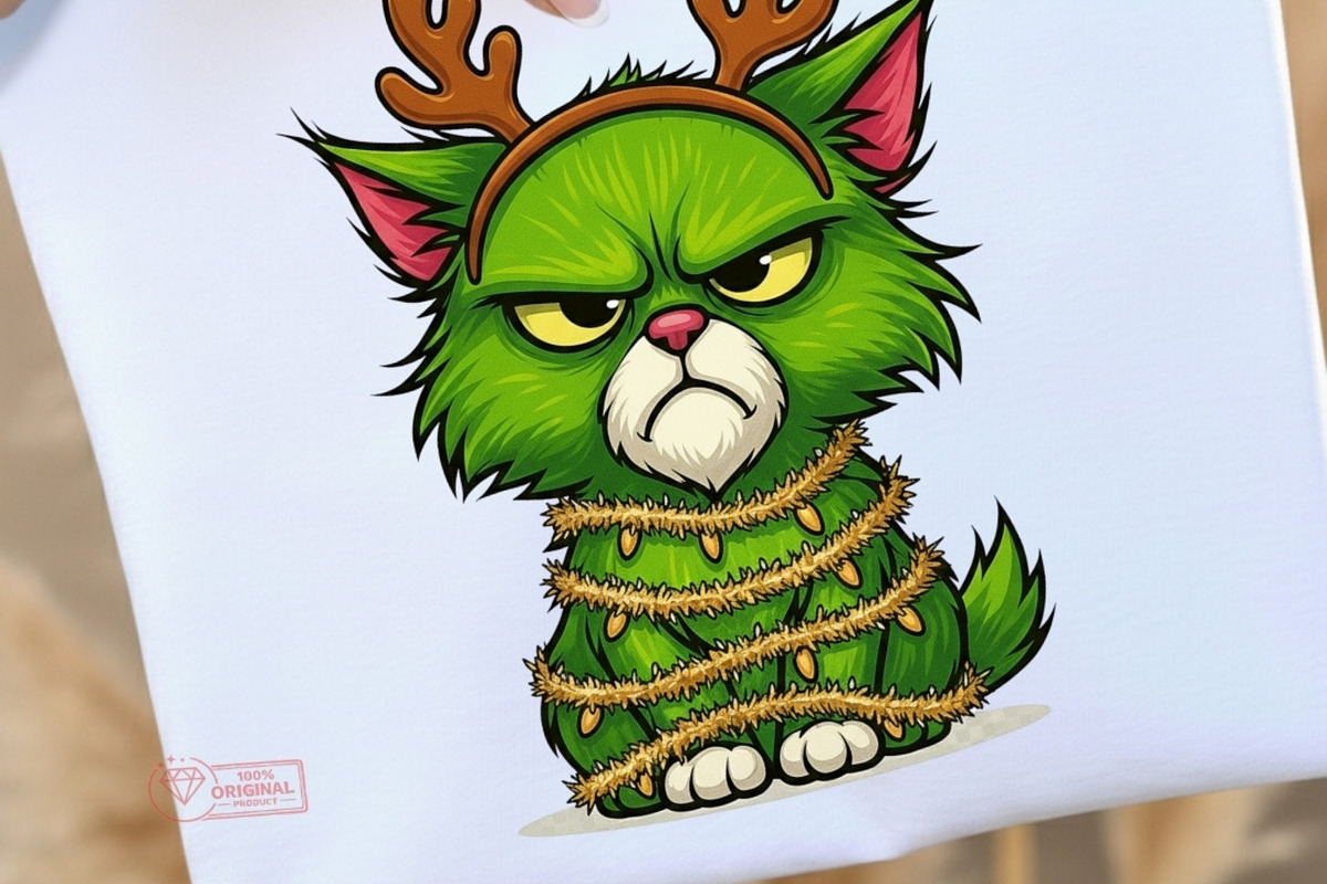 Green Angry Grumpy Christmas Cats, an Animal Illustration by Tanya Kart (Photo 4 of 11)