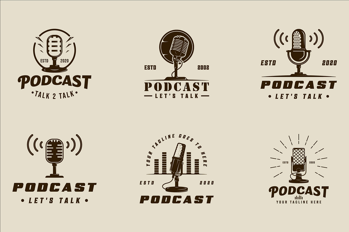 set of isolated microphone logo, a Branding & Logo Template by zyxroun shop