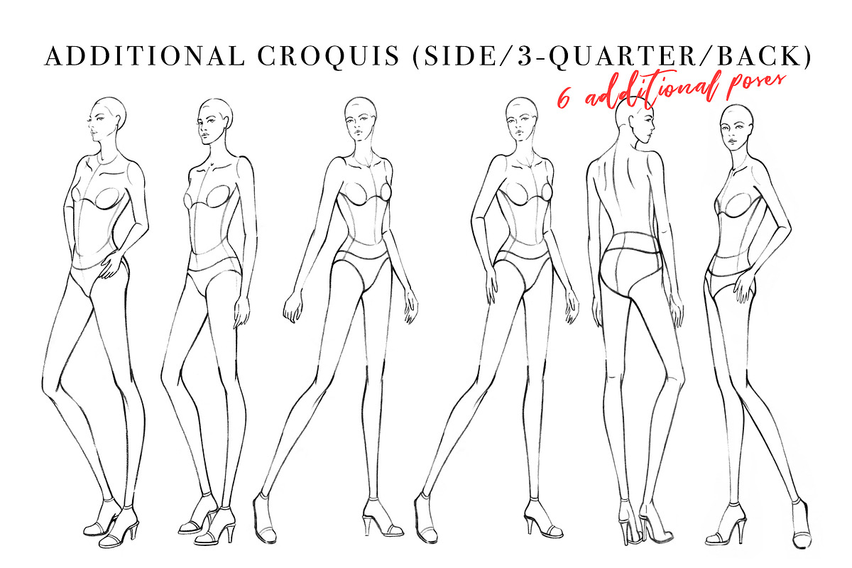 Side/3-Quarter/Back Croquis Pack, an Illustration by Art by Lin (Photo 1 of 4)