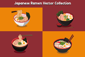 Japanese Ramen Vector Collection, a Food Illustration by jongcreative