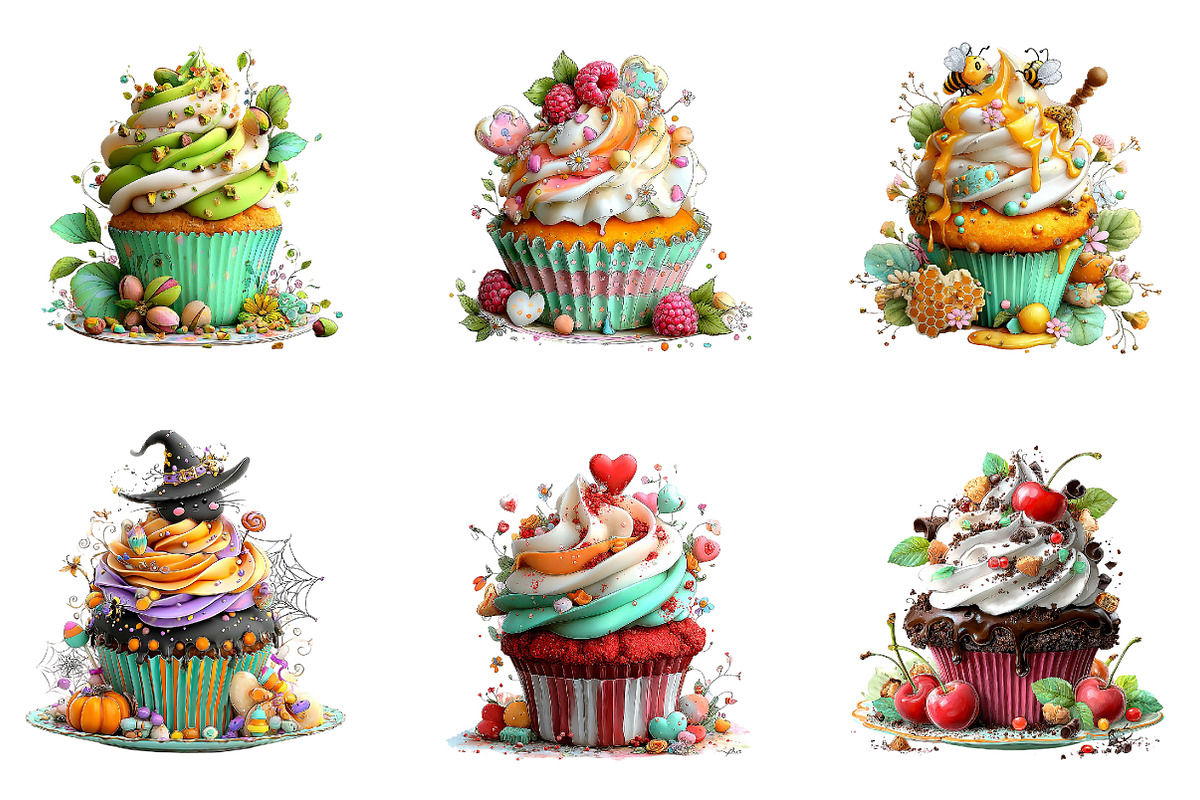 Vintage Watercolour Cupcake, a Seasonal Illustration by CreationArt (Photo 2 of 5)