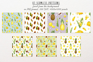 Tropical Fruits Watercolor Clipart