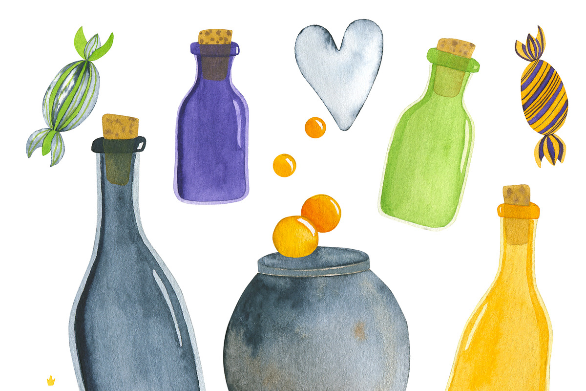 Watercolor Halloween Clipart, an Illustration by Natalya_Mona_Art (Photo 4 of 10)