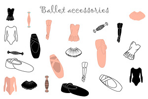Ballet accessories set in vector