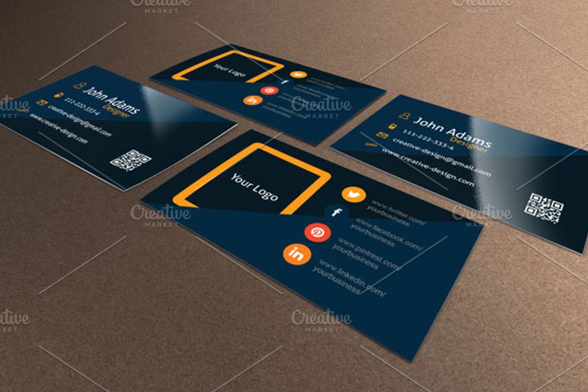 Flat Business Card Design Template, a Business Card Template by felicidads (Photo 1 of 3)