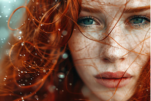 Redhead model posing with wet hair, a Beauty & Fashion Photo by Ylivdesign