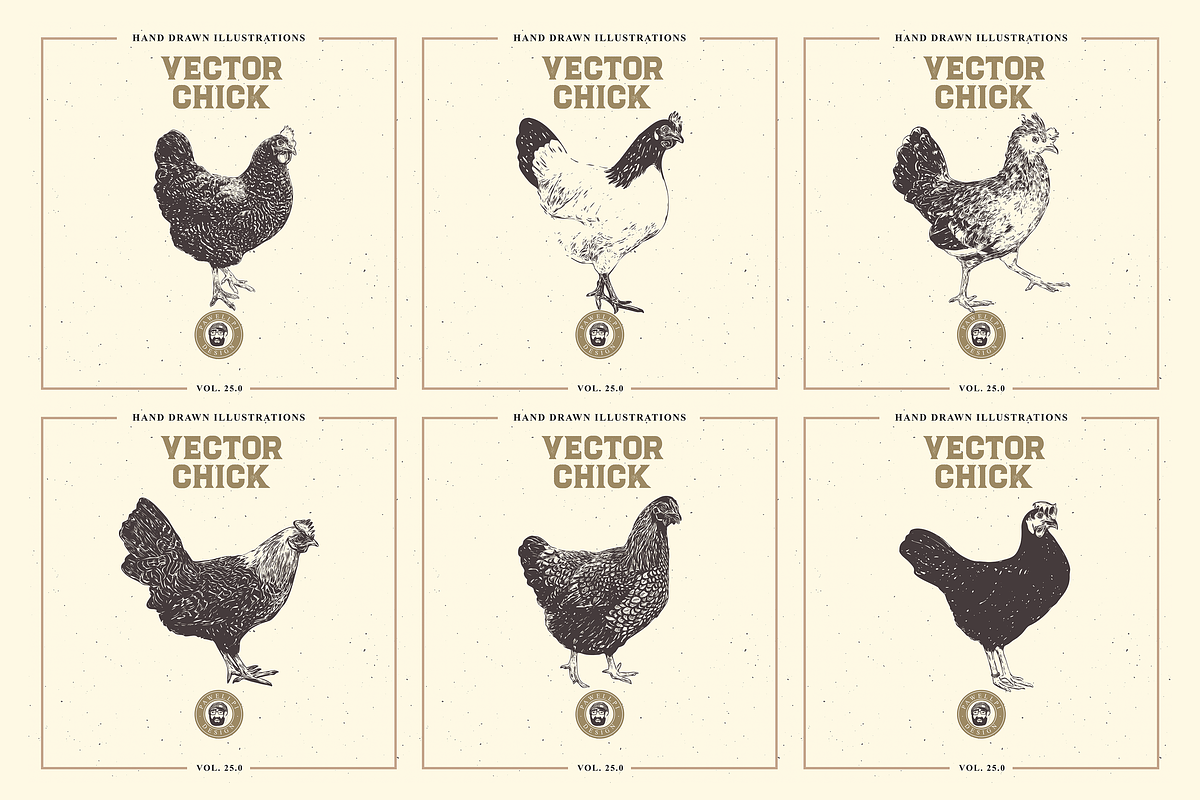 VECTOR CHICK HAND DRAWN BUNDLE VOL25, an Animal Illustration by pawellpi (Photo 2 of 9)