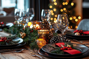 A luxurious family Christmas dinner, a Photo by Pavel_design