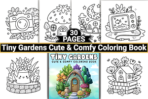 Tiny Gardens Cute & Comfy Coloring, a Decorative Illustration by Coco Bloom