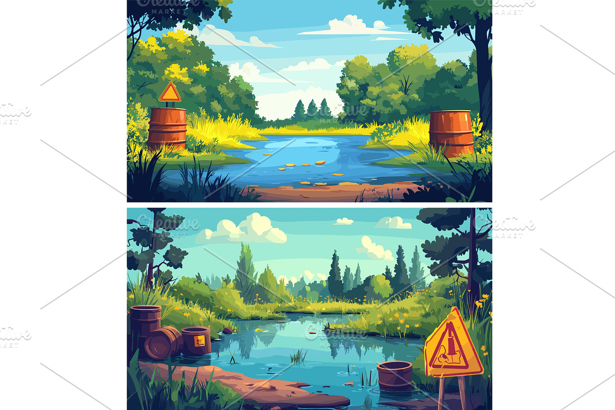 Poison toxic pollution lake with, an Object Illustration by Valerie Bodnar