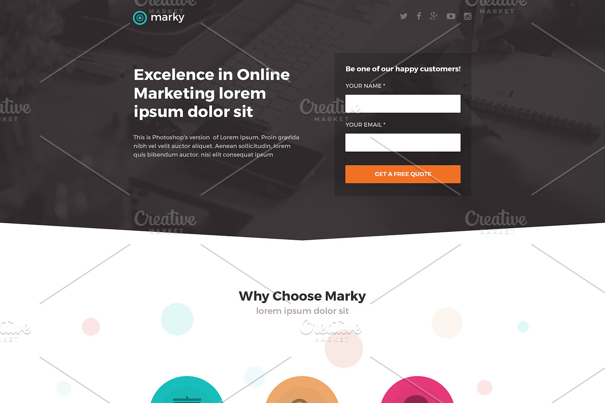Marky - PSD Marketing Landing Page, a Landing Page Template by Rafael Oliveira (Photo 5 of 5)