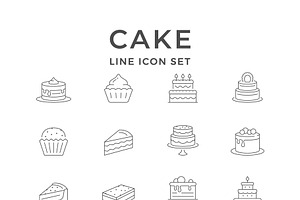 Set line icons of cake, an Outline Icon by motorama