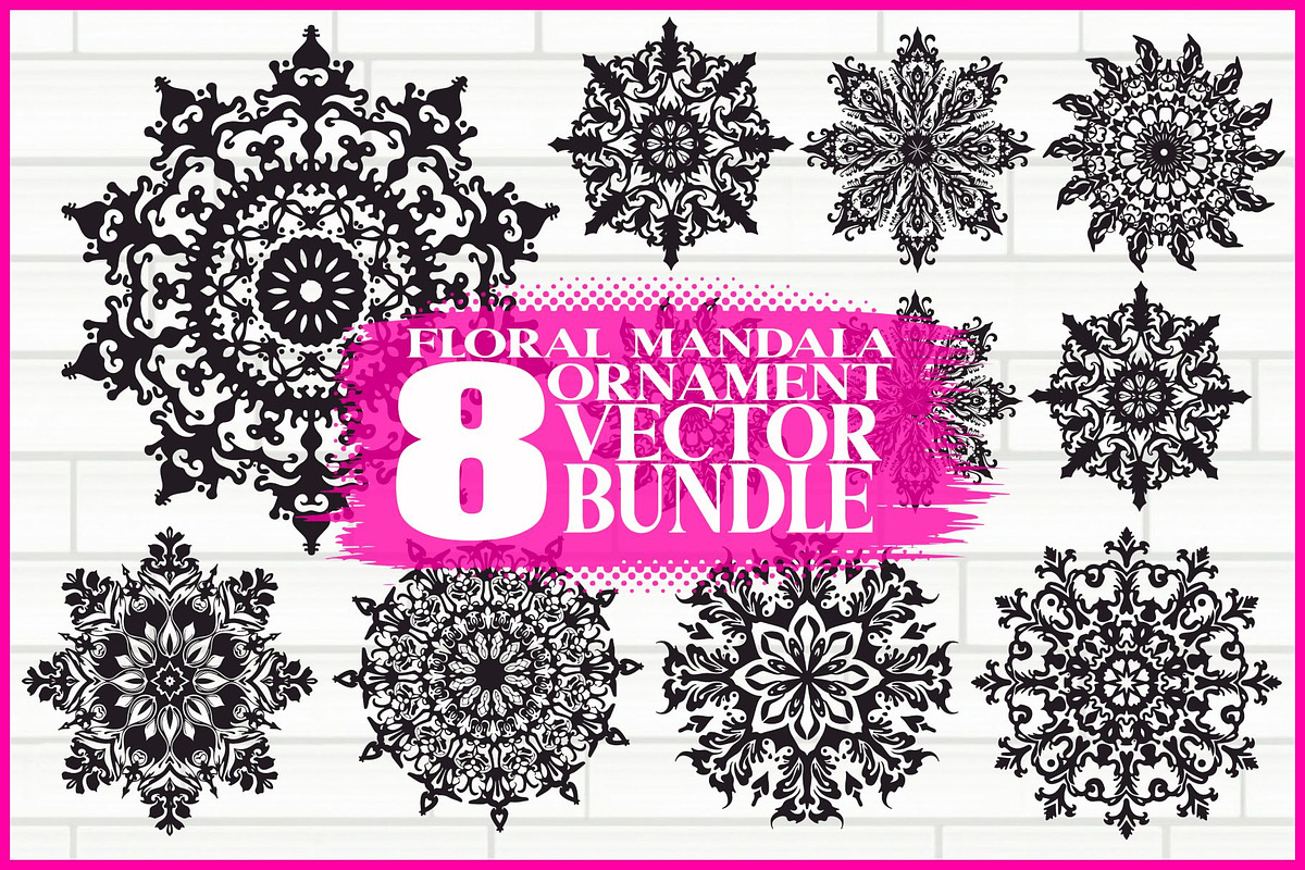 Floral Mandala Vector Set, an Illustration by jahid234 (Photo 1 of 9)