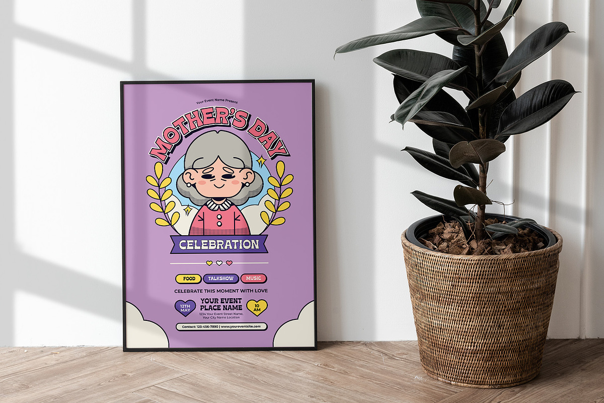Retro Mother's Day Celebration Flyer, a Flyer Template by Tiptop Graphic (Photo 2 of 5)
