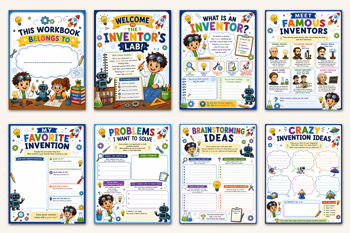 Inventor Workbook for Kids, a Stationery Template by Designmela01 (Photo 2 of 5)