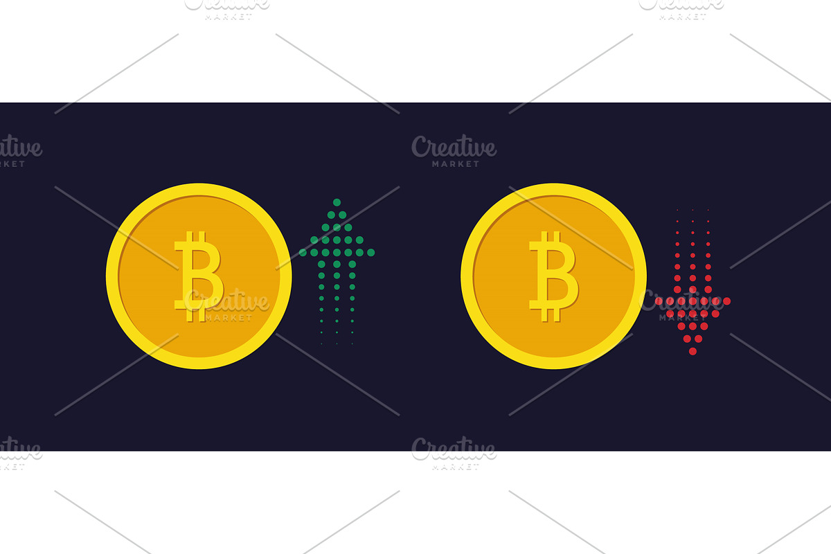 Bitcoin growth and fall concept, a Finance Illustration by Vector Creator