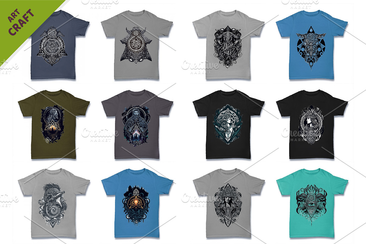 Big Bundle T-Shirt-designs. Mystic, a Pattern Graphic by KENO Mascots (Photo 3 of 4)