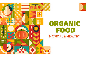 Organic fruits and vegetables, a Food Illustration by Vector Tradition