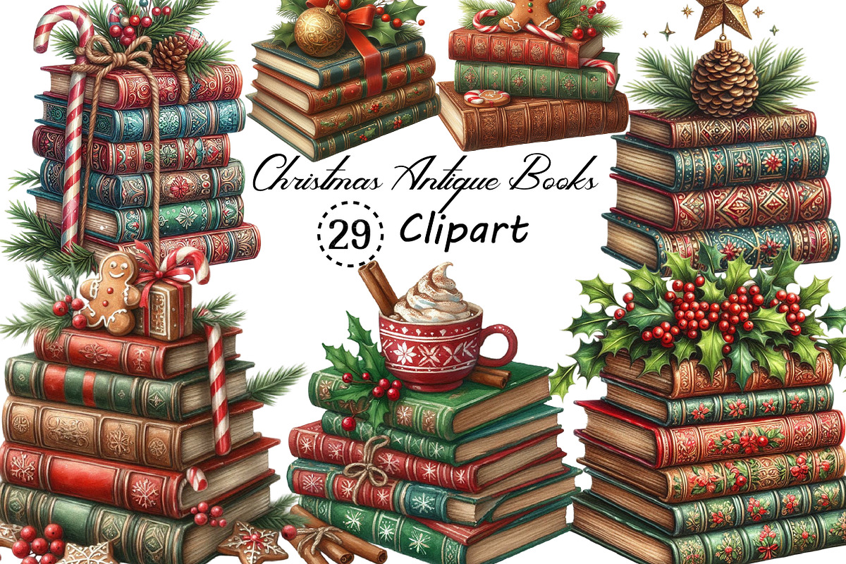 Watercolor Christmas Antique Books, an Illustration by Creative Art (Photo 1 of 5)