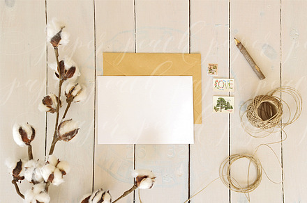Rustic Cotton Stationery Mockup 
