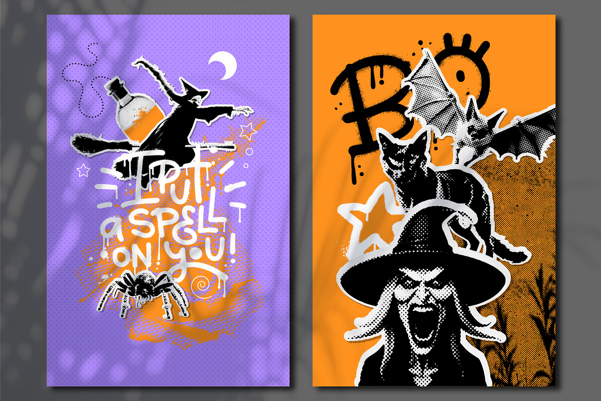 Retro halftone Halloween collection, a Texture Illustration by Lana Sham (Photo 13 of 20)