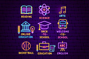 Education Back to School Neon Icons, an Outline Icon by Anna_leni (Thumbnail 8 of 11)