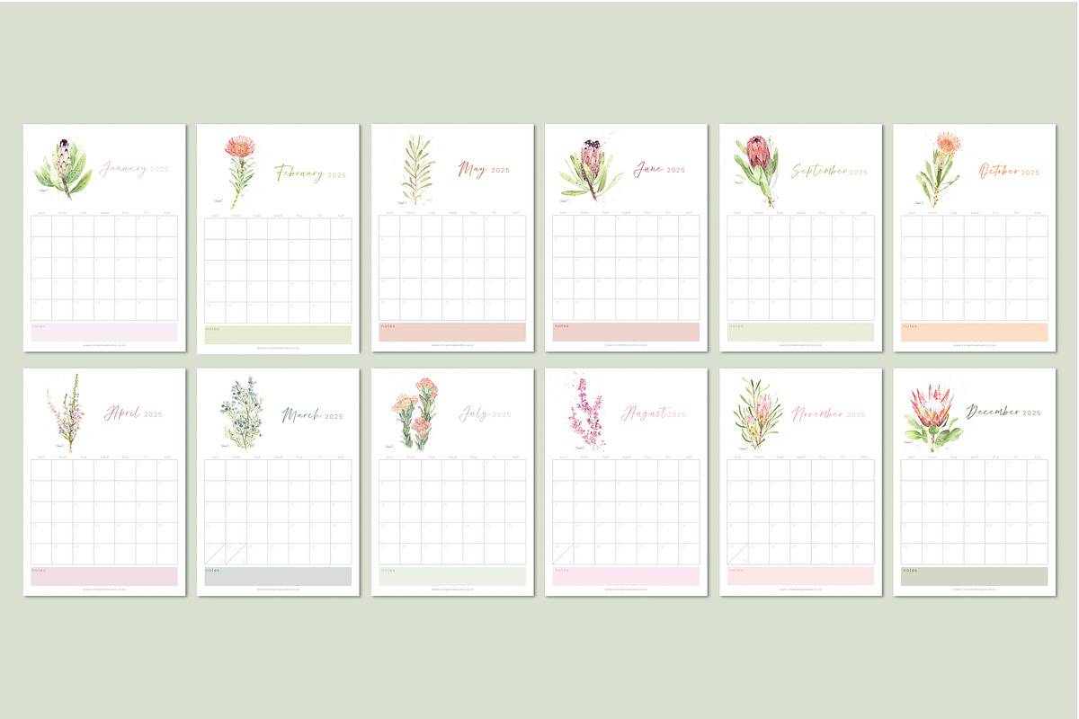 2025 Printable Calendar - Fynbos Art, a Stationery Template by CL Creative Studio (Photo 8 of 9)