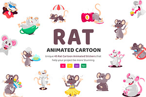 Animated Rat Cartoon Stickers, an Emoji Icon by Vectors Market