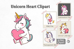 Unicorn Holding Heart Clipart, a Graphic by Artnoy