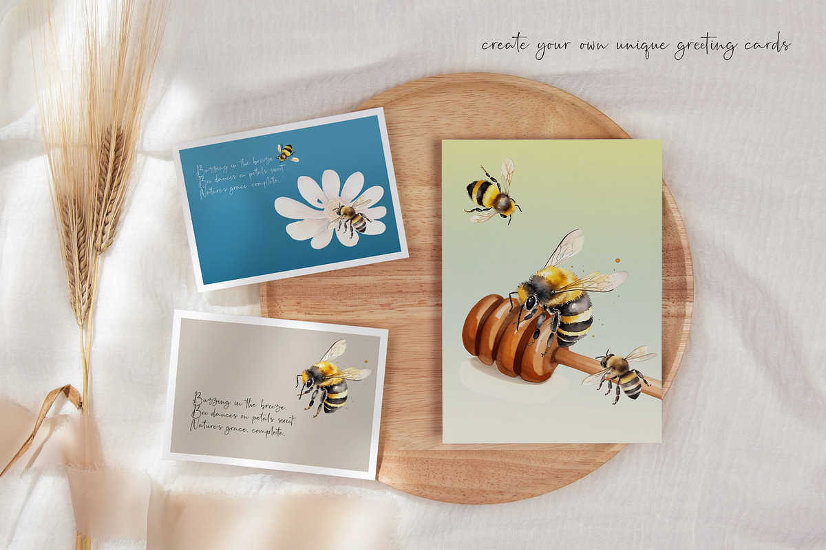 Watercolor Bee Set, an Animal Illustration by Dazzling Art Boutique (Photo 3 of 5)