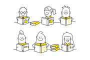 Stick Figures Reading, an Education Illustration by Anna Semenchenko (Thumbnail 2 of 4)